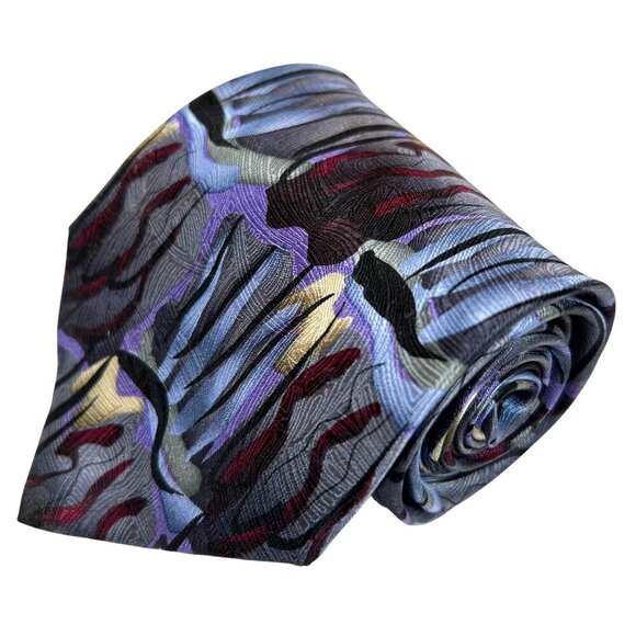 J. Garcia Men's Blue Silk Scaly Monster and Blue Man Necktie Tie - Picture 1 of 6